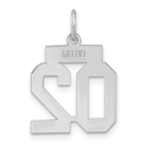 Sterling Silver, Athletic Collection, Small Polished Number 02 Pendant - Picture 3 of 5